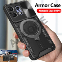 Shockproof Stand Armor Funda For Motorola Edge 50 Pro Case Slide Camera Ring Holder Cover for Motorola Moto Edge 50 Pro Capa