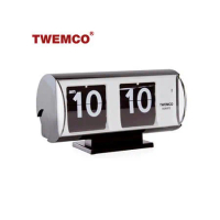 【TWEMCO】復古收藏 圓筒造型翻頁鐘\桌鐘 QT-30T 黑色
