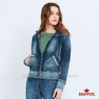 BRAPPERS 女款 Boy Friend牛仔夾克系列-針織長袖連帽外套-藍