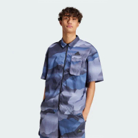 【adidas 愛迪達】短袖上衣 男 襯衫 亞規 M CE Q2 SHIRT 藍 IR5184