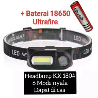 Senter Kepala LED 3 Mode Headlamp Double Light KX-1804