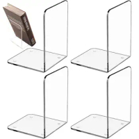 Acrylic Bookends L Shaped Book Stand Desktop Fixed Book Stand Desk Organizer Bookends Book Holder Stopper For Books CDs