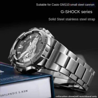 For Casio GM-110 Small gun Watchband G-Shock Watch accessories Fine steel stainless steel GM110 Quick release man Wrist strap
