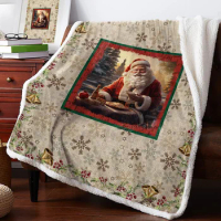Christmas Santa Claus Snowflakes Cashmere Blanket Winter Warm Soft Throw Blankets for Beds Sofa Wool Blanket Bedspread