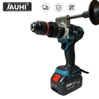 JAUHI 13MM Brushless Electric Drill 20+3 Torque Cordless Impact Drill Hammer Li-ion Electric Screwdriver For Makita 18V Battery