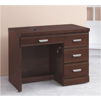 AS DESIGN雅司家具-艾爾賓3.5尺四抽胡桃色實木書桌下座-105x59x82cm