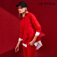 【Le Polka】熱情紅針織連帽上衣-女