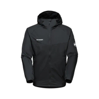 【Mammut 長毛象官方直營】Convey WB Hooded Jacket AF 輕量防潑水連帽風衣外套 黑色 男款 #1012-00530