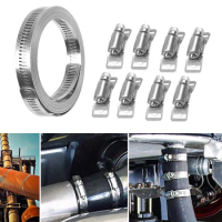 11.5 Feet Car Fuel Hose Pipe Clamps Hose Clamp 304 Stainless Steel Worm Clamp Hose Clamp Strap With Fasteners Adjustable DIY
