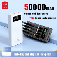 Miniso 50000mAh High Capacity 4 in 1 Power Bank 120W Fast Charge Powerbank Thin Portable External Battery For iPhone Samsung