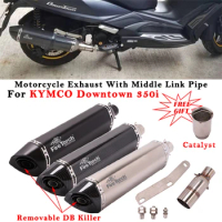 Slip On For KYMCO Downtown 350i 350 Downtown350 Motorcycle Exhaust Escape Modified Muffler Middle Link Pipe DB Killer Catalyst