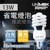美克斯UNIMAX   13W 螺旋省電燈泡 E27 節能 省電 單入