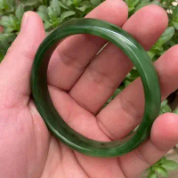 Natural 100% real hetian jade green Jade bangle flat bar Jasper bangle green jade for woman temperament gift bracelets