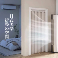 【PLUSIEURS】仿亞麻風琴折疊簾 隔間門簾(高200公分＿寬130公分以內皆適用※商品不含伸縮桿※)