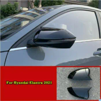 For Hyundai Elantra 2021 Glossy Black Rear View Side Mirror Cover Trim 2PCS
