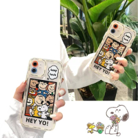Snoopy Apple Phone Cases Cartoon Kawaii Soft for Iphone 13 12 11 Pro Max Iphone X Xr 7 8 Plus Anti-Fall Full Back Cover Shell