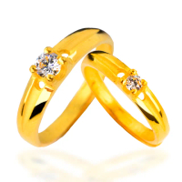【福西珠寶】買一送一9999黃金戒指 戀愛訊息對戒 時尚爪鑲對戒(金重1.84錢+-0.03錢)