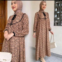 Gamis Rayon motif Bunga Kecil Busui friendly