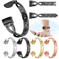50pcs New Fashion Luxury Watch Band X-Link Metal Bracelets Replacement Adjustable Straps Crystal For Fitbit Charge 3 Charge 4