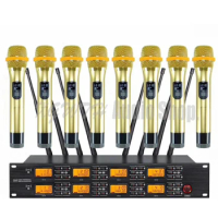 Profession UHF Wireless Microphone System 8 Handheld Microphone Dynamic Cardioid Mic Frequency Adjustable