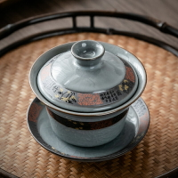 泡茶碗單個三才蓋碗茶杯特大號陶瓷白瓷功夫茶具德化白青花瓷帶蓋