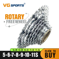 VG Sports Bike Sprocket 5/6/7/8/9/10/11 Speed Thread Freewheel 14-28T 13-28/32T 11-32/36T Cogs Compatible with rotary Hub