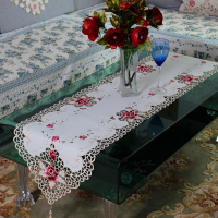Rustic Light Luxury High-End Fully Hollowed-Out Embroidered Table Runner, Fabric Embroidered Bed Run