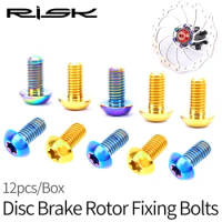 RISK M5x10mm Disk Brake Rotor Bolt T25 Torx Titanium Alloy Bicycle Part MTB Mountain Bike Brake Rotor Fixing Ti Screw 12PCS/Set