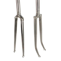 TSUNAMI Chrome Forks for Road Bike Chromoly Steel 4130 700C Rigid Fork 1 1/8 " 28.6mm Caliper Brake Classic Silver