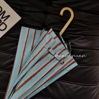 長柄傘復古條紋雨傘女晴雨兩用薄荷曼波自動防曬紫外線遮陽太陽傘