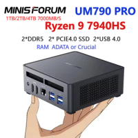 MINISFORUM UM790 Pro Ryzen 9 7940HS Mini PC WiFi6E BT5.3 Window 11 Pro DDR5 16GB 512GB Desktop Gaming MINI PC Gamer Computer