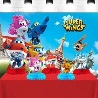 Super Wings Honeycomb Ball Desktop Decoration Paper Fan boys and Girls Birthday Party Decoration Baby Shower Toy Supplies