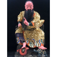 1尺3 玄天上帝 真武大帝 樟木實木雕刻神像 金身