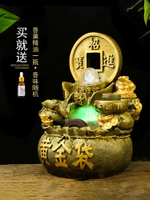 古典金色流水擺件大號聚寶盆金蟾收銀臺送禮套裝客廳家用房間別墅