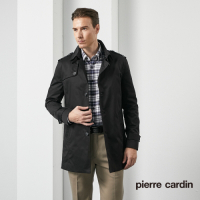 Pierre Cardin皮爾卡登 男款 都會休閒修身版翻領風衣外套-黑色(5205781-99)
