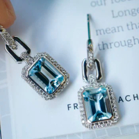SX717 Solid 18k Gold Nature Blue Aquamarine Gemstones 2.5ct Drop Dangle Earrings for Women Fine Jewelry Birthday Presents
