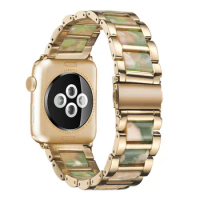 Metal Resin Strap For apple watch band 45mm/41mm 44mm 40mm 42mm 38mm watchband bracelet iwatch apple watch series 5 4 3 se 6 7