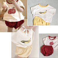 【艾比童裝】嬰兒 手繪水果套裝 MIT台灣製短袖上衣 短褲(套裝系列 D89)