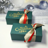 Fashion 10 Christmas Candy Gift Boxes with Ribbons, Festive Paper Candy Containers for Holiday Gifts