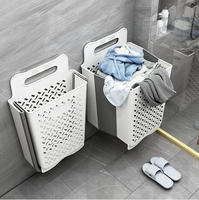 衛生間置物架浴室廁所摺疊髒衣籃免打孔壁掛式洗手間洗衣機收納架