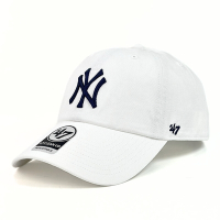 47 Brand CLEAN UP 紐約洋基鴨舌帽 白色 經典MLB棒球帽 男女 水洗款老帽 軟頂剌繡NY帽 大標藍LOGO