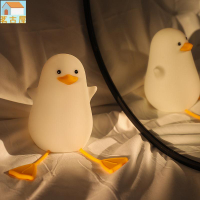 創意小鷗趣味小夜燈可愛卡通鴨子LED充電款手機支架硅膠燈