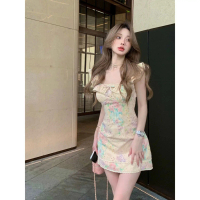 Váy In Hoa, Mini Mùa Hè Cho Nữ, Không Tay, Thiết Kế Độc Đáo, Eo Gợi Cảm, In Cô Gái Nóng Bỏng, Quần Á