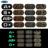 Blood Type A B O AB POS Positive Reflective Patch Glow in Dark Military Tactical Applique CP Multicam Hook Loop Armband Badge
