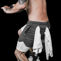 【6色入】新款運動短褲男 夏季速幹大碼網眼 假兩件五分褲子 男士大尺碼運動褲 短褲