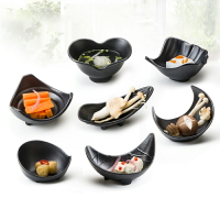 創意仿瓷黑色磨砂盤子日式點心小吃盤韓式料理壽司盤密胺餐具碟子
