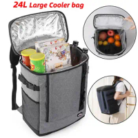 24L Cooler Box Picnic Bag Large Thermal Backpack Thermal Insulated Cooler Bag Beach Beer Zip Pack Bag Camping Drink Bento Bags
