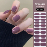 Solid Color Gel Nail Strips Patch Sliders Red Nude Color Adhesive Full Cover Gel Nail Stickers UV Lamp Cured Manicure Decoration
