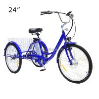 24-inch Tricycle Electric Tricycle 350W motor 3-wheeled Bicycle Tricycle Adult Cargo electric bicycle with basket