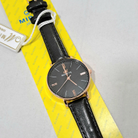 Jam tangan MIRETE tali kulit wanita water resistant warna gold